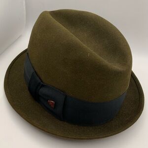 Vintage Olive Green/Brown RICHMAN BROTHERS Mainline Fedora Hat Mens Sz 6 7/8 Cap